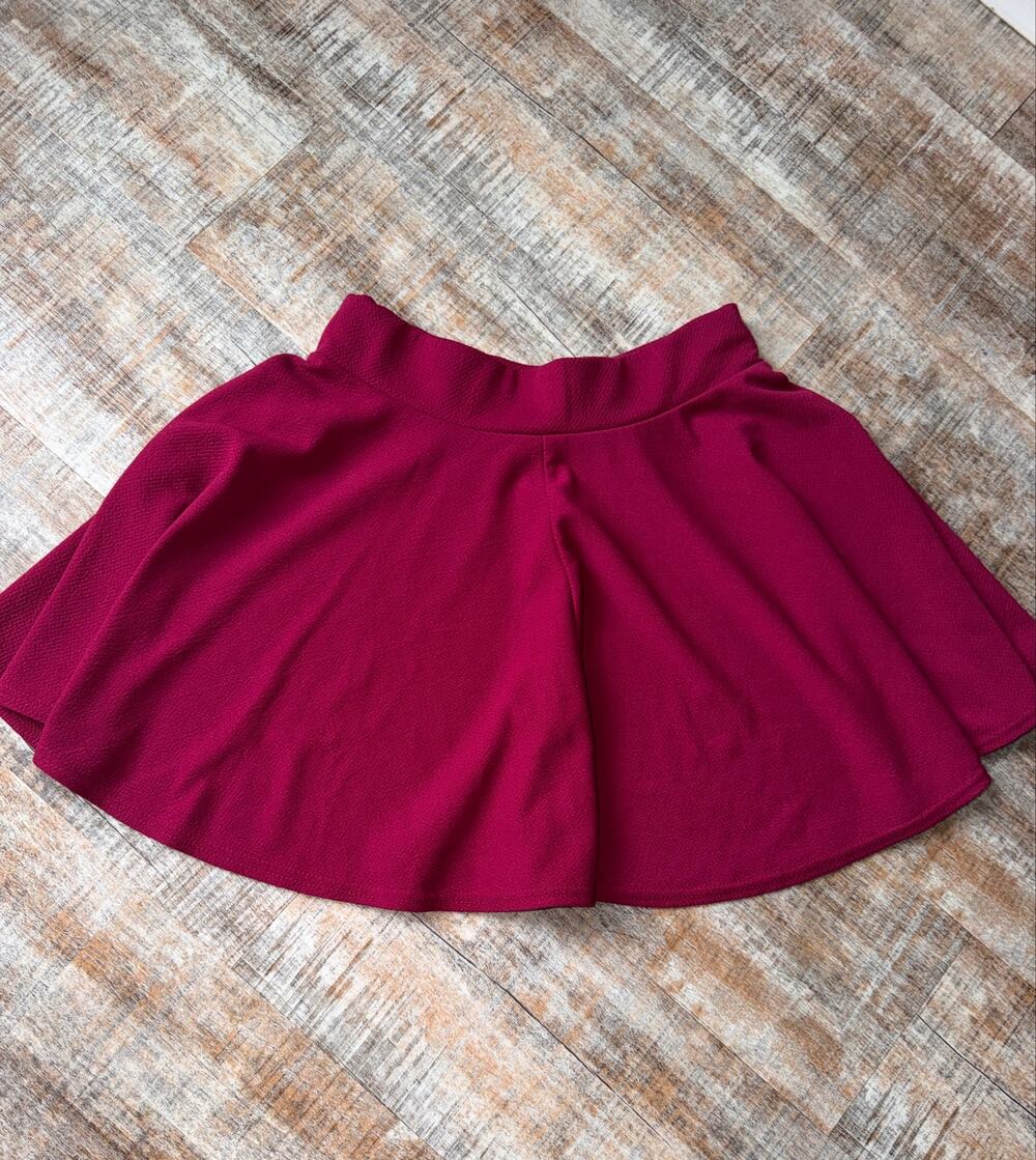 Urban Coco Burgundy Wine Colored Skater Skirt High Rise Stretch Pull On Sz Large